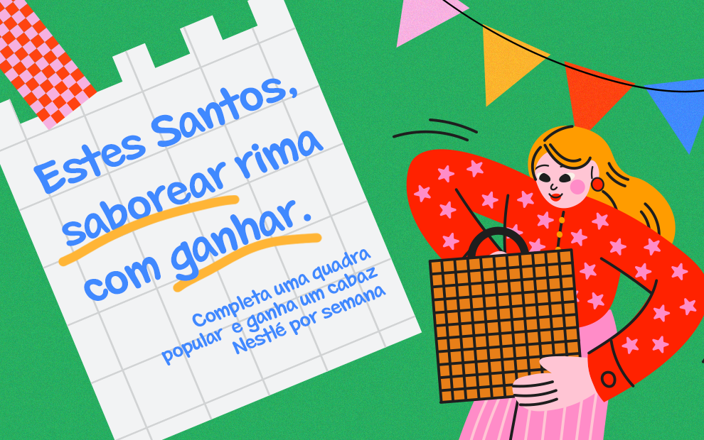 Estes Santos, saborear rima com ganhar cabazes Nestlé