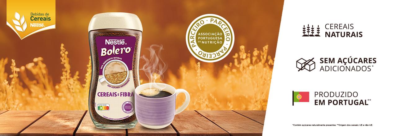 frasco de bolero bebida de cereais e fibra