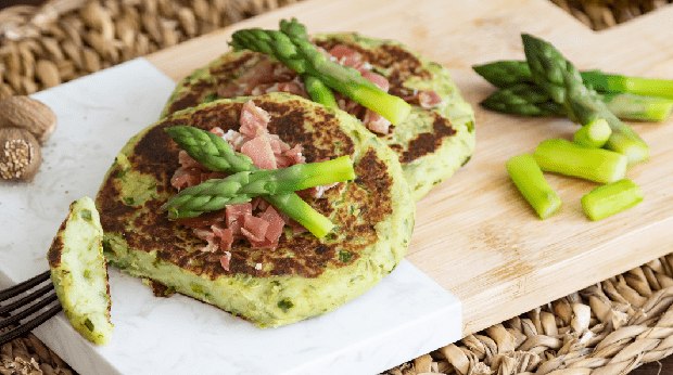 Tortilha de Batata e Espargos com Presunto