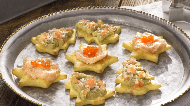  Canapés Natalícios de Puré de Batata