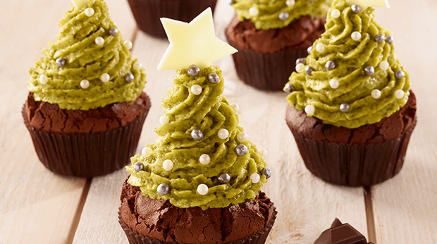 Cupcakes Árvore de Natal de Chocolate