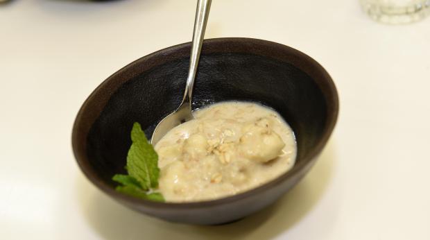 "Creme de aveia com banana"