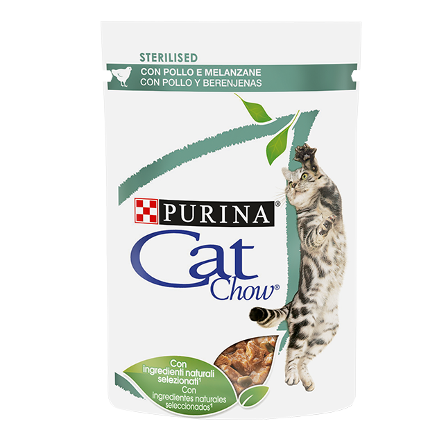CAT CHOW Sterilised com Frango e Beringela em Molho
