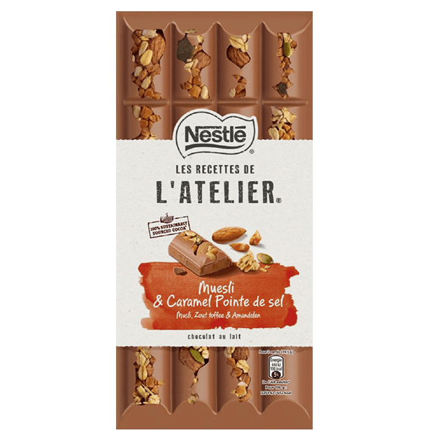 NESTLÉ Les Recettes de l’Atelier Chocolate de Leite com Muesli e Caramelo Salgado