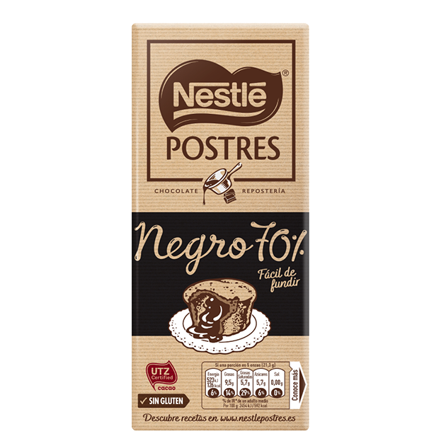 tablete de nestlé sobremesas chocolate negro 70