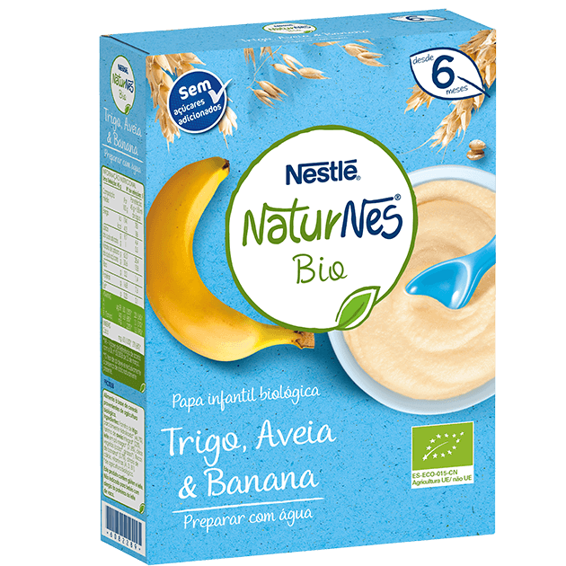 Papa biológica para bebé NATURNES Bio Trigo Aveia e Banana