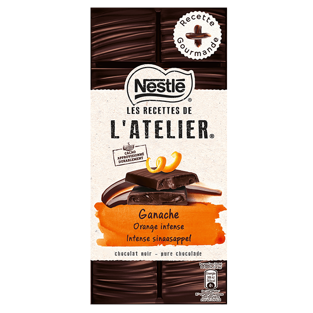 Tablete Ganache Chocolate Preto com Laranja