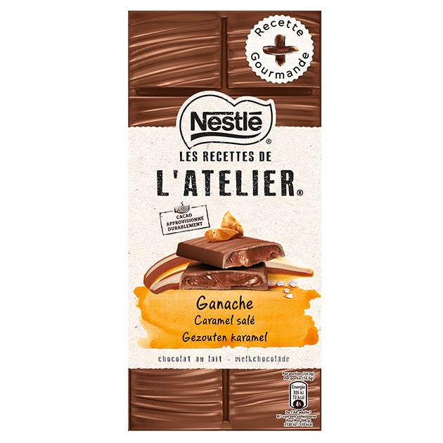 Tablete Ganache Chocolate de Leite com Caramelo Salgado