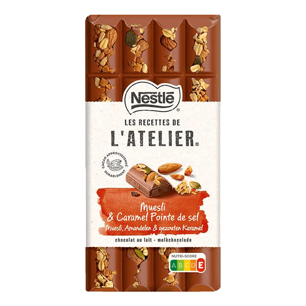 NESTLÉ Les Recettes de l’Atelier Chocolate de Leite com Muesli e Caramelo Salgado