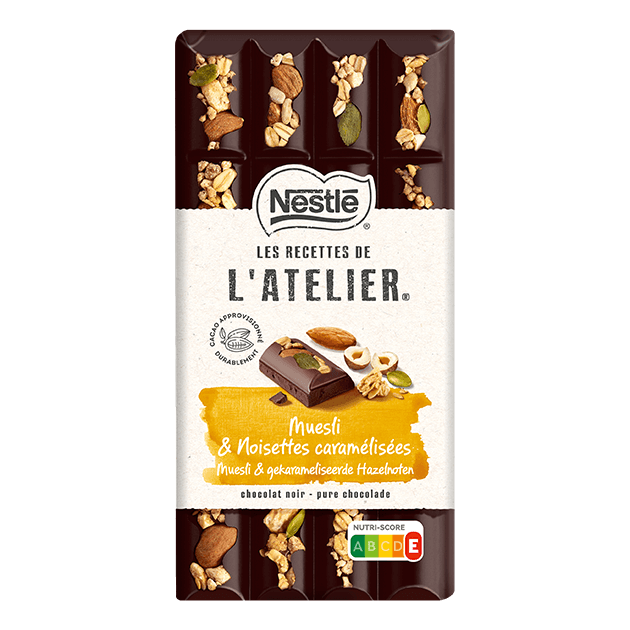 NESTLÉ Les Recettes de l’Atelier Chocolate Preto com Muesli e Avelãs Caramelizadas