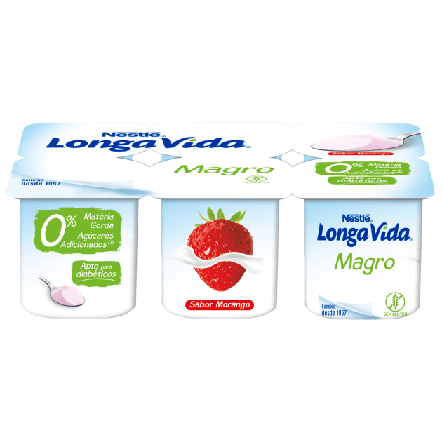 embalagem de iogurtes longa vida magro aroma morango