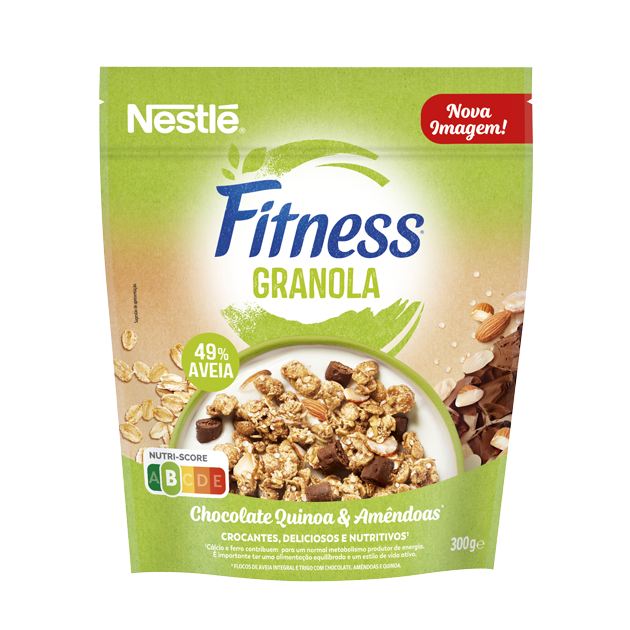 Fitness Granola Quinoa, Amêndoas e Chocolate
