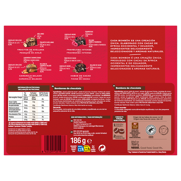 BOMBONS NESTLÉ CAJA ROJA CREATIONS Sortido 186G