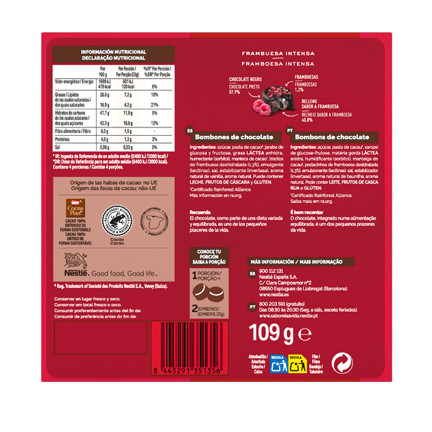 BOMBONS NESTLÉ CAJA ROJA CREATIONS Framboesa 109G