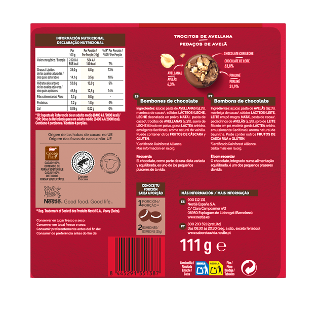 BOMBONS NESTLÉ CAJA ROJA CREATIONS Avelã 111G