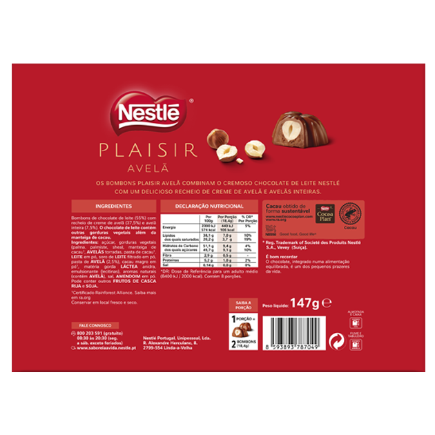 BOMBONS NESTLÉ PLAISIR Avelã 158G