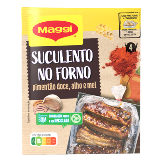 Maggi Suculento no Forno Entrecosto à Antiga com Alho e Pimentão Doce
