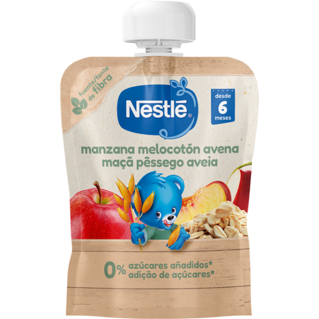 Saqueta de fruta NESTLÉ Maçã Pêssego Aveia