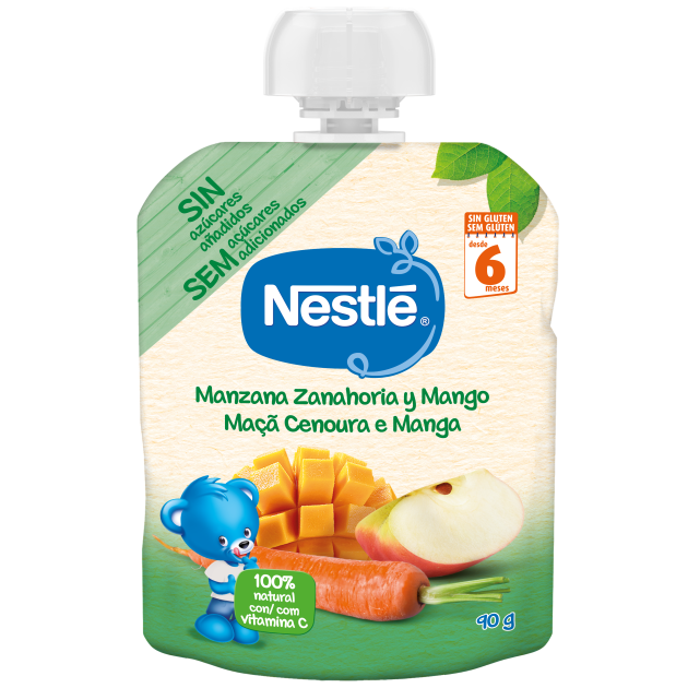 saqueta nestlé maçã, cenoura e manga