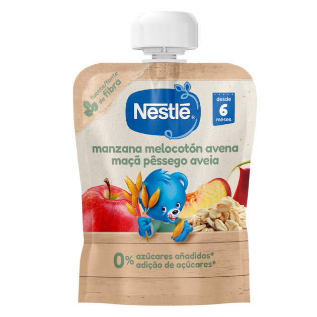 Saqueta de fruta NESTLÉ Maçã Pêssego Aveia