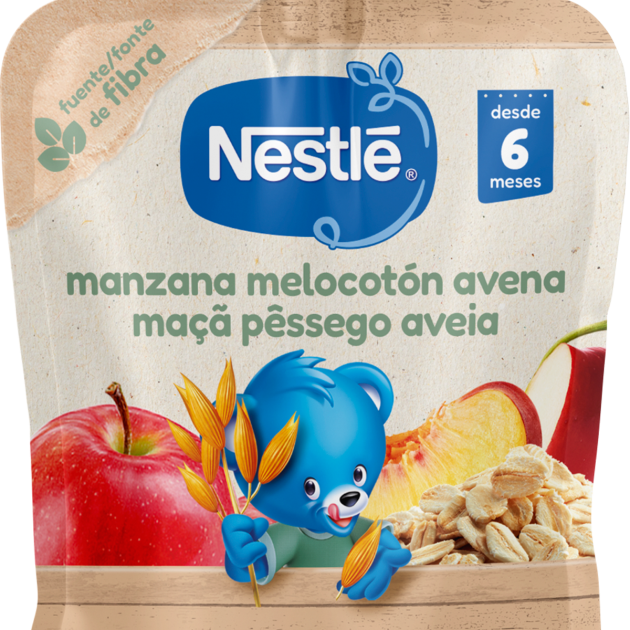 Saqueta de fruta NESTLÉ Maçã Pêssego Aveia