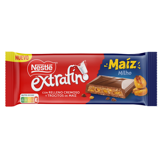 NESTLÉ EXTRAFINO Tablete Chocolate de leite com recheio cremoso e pedaços crocantes de milho