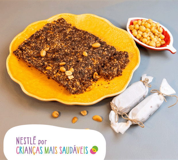 Barras de grão-de-bico e cacau  