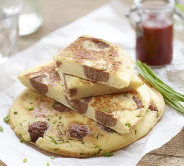 "Panquecas com almÃ´ndegas veget"