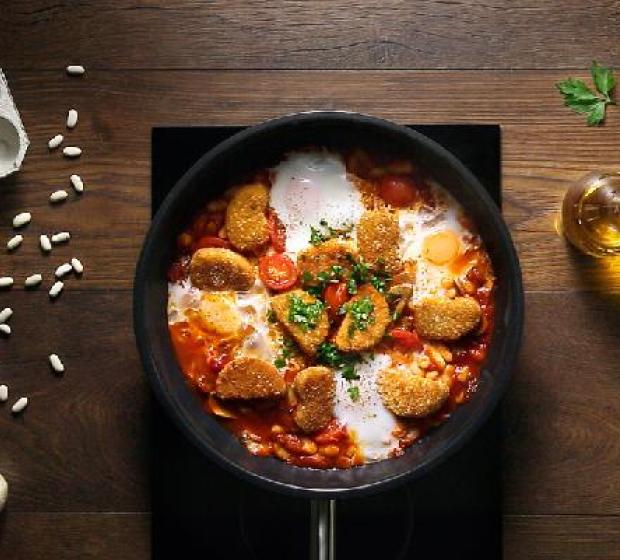 "Brunch com nuggets vegetariano"